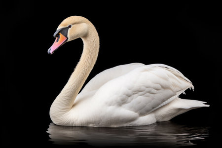 Swan on black backgroundの素材