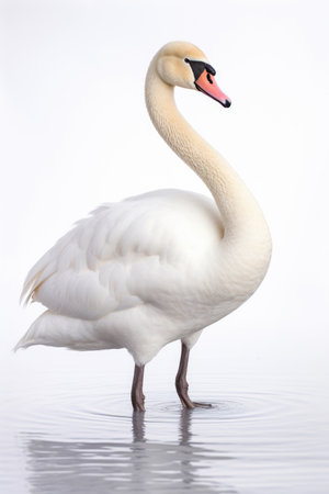Swan on white backgroundの素材