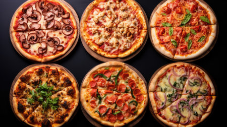 Assortment of different types of pizzaの素材