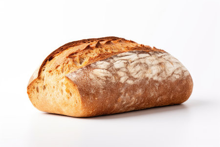 A loaf of bread in a slice on white backgroundの素材