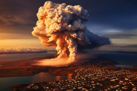 Iceland, town of Grindavik volcanic eruptionの素材