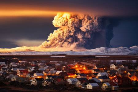Iceland, town of Grindavik volcanic eruptionの素材