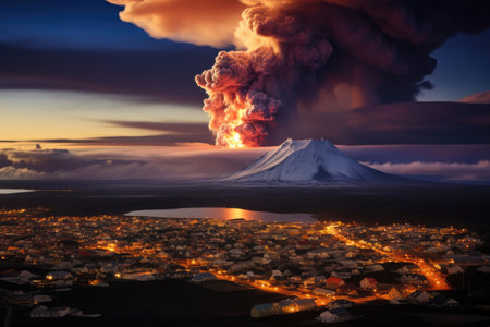 Iceland, town of Grindavik volcanic eruptionの素材