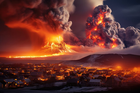 Iceland, town of Grindavik volcanic eruptionの素材
