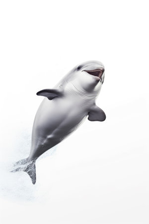 Playful dolphin on white backgroundの素材