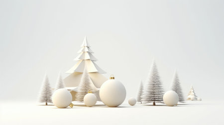 Christmas greeting card with fir and decorations with copy spaceの素材