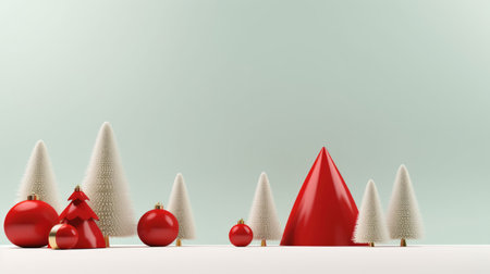 Christmas greeting card with fir and decorations with copy spaceの素材