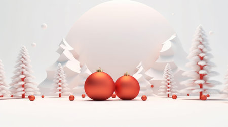 Christmas greeting card with fir and decorations with copy spaceの素材