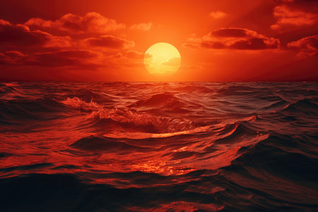 Orange sunset on the seaの素材