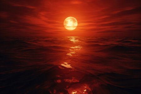 Orange sunset on the seaの素材