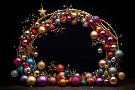 Frame of multi-colored Christmas ballsの素材
