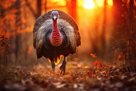 Male wild turkey in the wildの素材