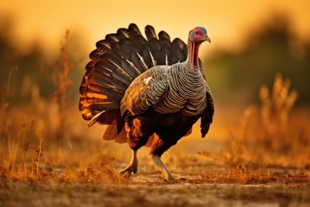 Male wild turkey in the wildの素材
