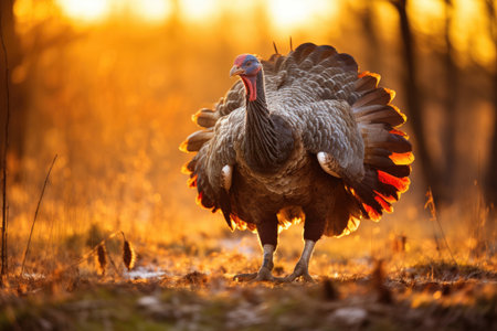 Male wild turkey in the wildの素材