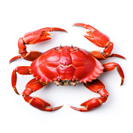 Large red crab on white backgroundの素材