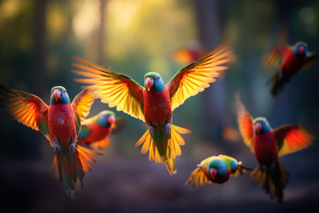 Rainbow flying parrotsの素材
