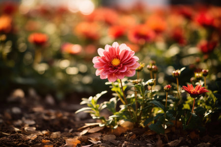 Close-up of a garden flower in a flowerbedの素材