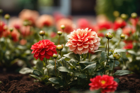 Close-up of a garden flower in a flowerbedの素材