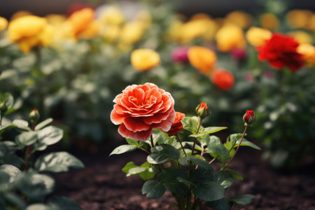 Close-up of a garden flower in a flowerbedの素材