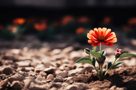 Close-up of a garden flower in a flowerbedの素材