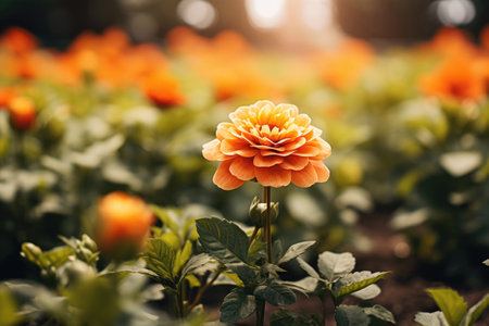 Close-up of a garden flower in a flowerbedの素材