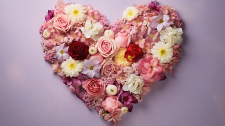 Heart made of blooming flowersの素材