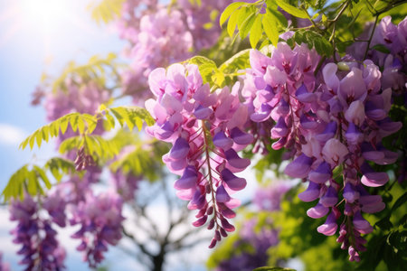 Blooming Wisteria Sinensis closeupの素材