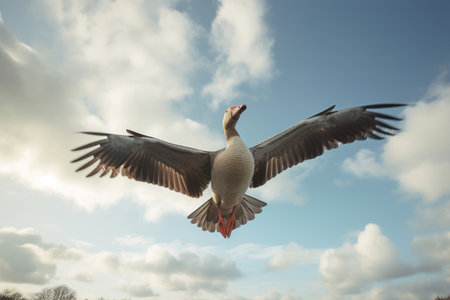 A goose in flightの素材