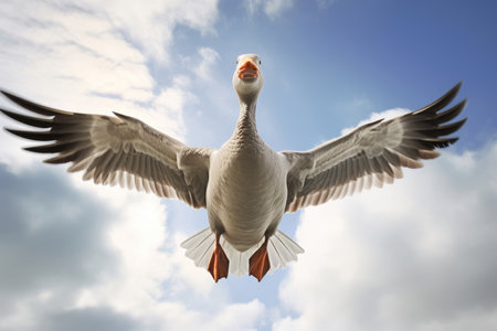 A goose in flightの素材