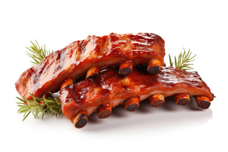 Roasted ribs on a white backgroundの素材