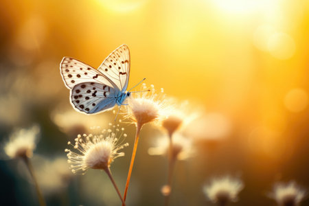 Butterfly on wildflowers in springの素材