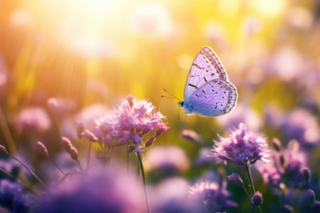 Butterfly on wildflowers in springの素材