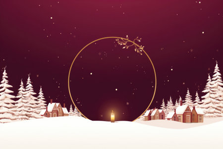 Christmas Card - Rich burgundy with a subtle shimmer background, evoking a cozy winter eveningの素材