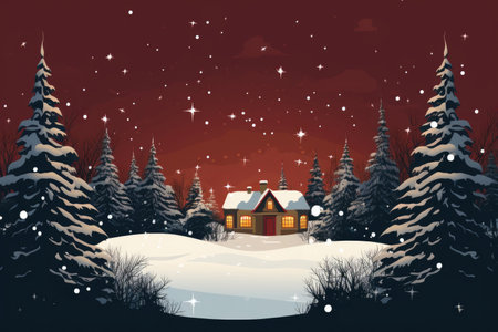Christmas Card - Rich burgundy with a subtle shimmer background, evoking a cozy winter eveningの素材