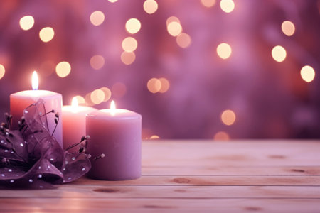 Background for Valentine's Day with decorative elements hearts, flowers or candlesの素材