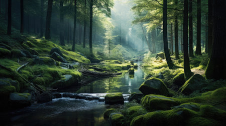 Serenity unfolds in tranquil, undisturbed natural landscapesの素材