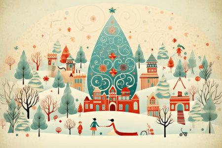 Christmas card template inspired by holiday celebrationの素材