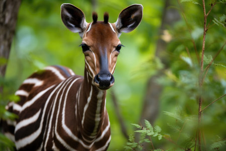A captivating photo featuring the elusive Okapi in its natural habitatの素材