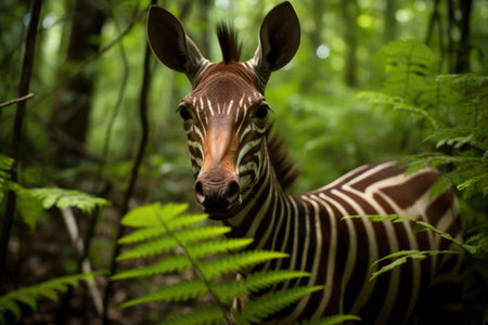 A captivating photo featuring the elusive Okapi in its natural habitatの素材