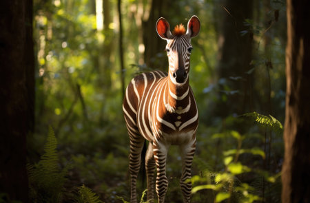 A captivating photo featuring the elusive Okapi in its natural habitatの素材