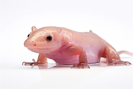 Aquatic amphibian Axolotl on white backgroundの素材