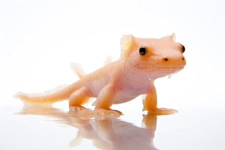 Aquatic amphibian Axolotl on white backgroundの素材