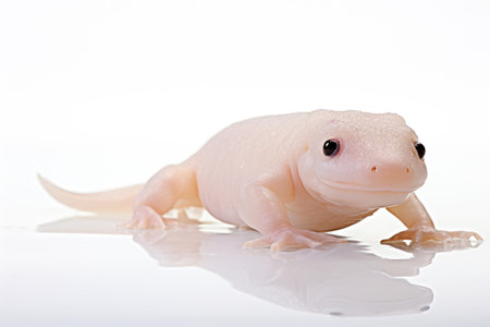 Aquatic amphibian Axolotl on white backgroundの素材