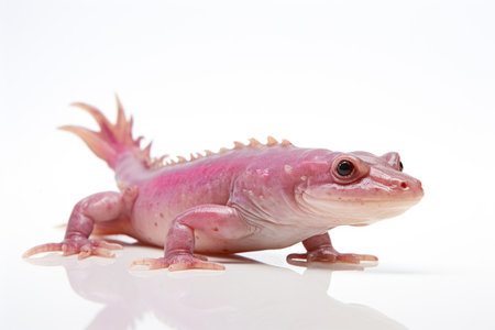 Aquatic amphibian Axolotl on white backgroundの素材