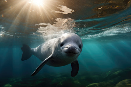 Vaquita the world's smallest porpoise species swimming in its natural habitatの素材