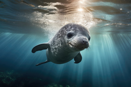 Vaquita the world's smallest porpoise species swimming in its natural habitatの素材