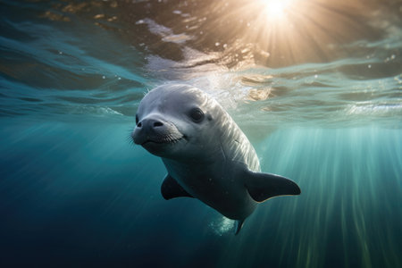 Vaquita the world's smallest porpoise species swimming in its natural habitatの素材