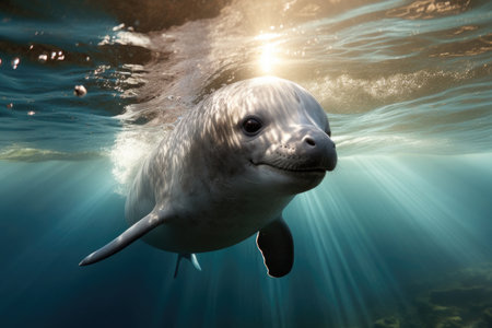 Vaquita the world's smallest porpoise species swimming in its natural habitatの素材