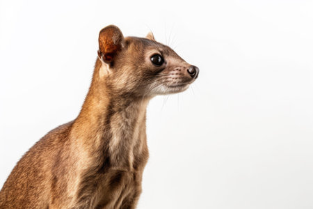 A fossa on a white background, showcasing its sleek and agile formの素材