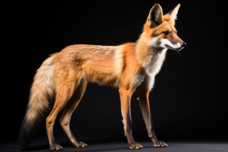 Maned Wolf on black backgroundの素材